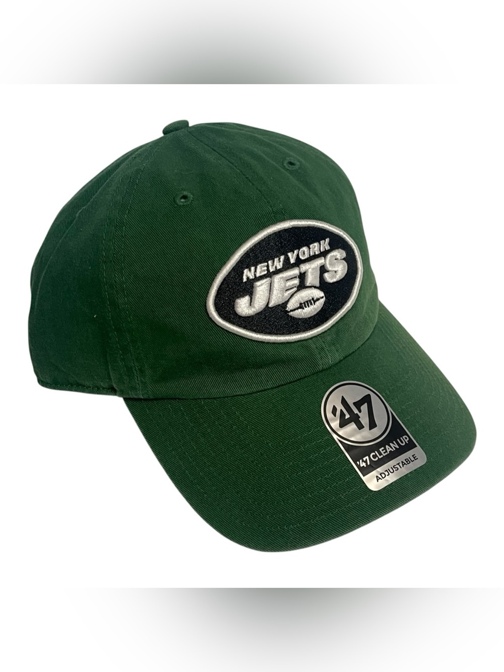 New York Jets Hat Cap Mens Adjustable Strap Green NFL 47 Brand Clean Up Cotton